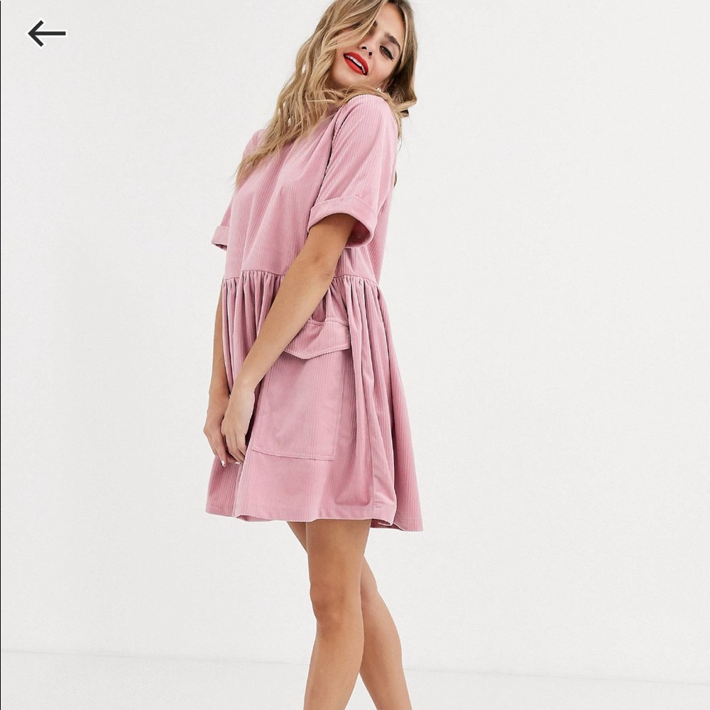 ASOS pink cord smock dress